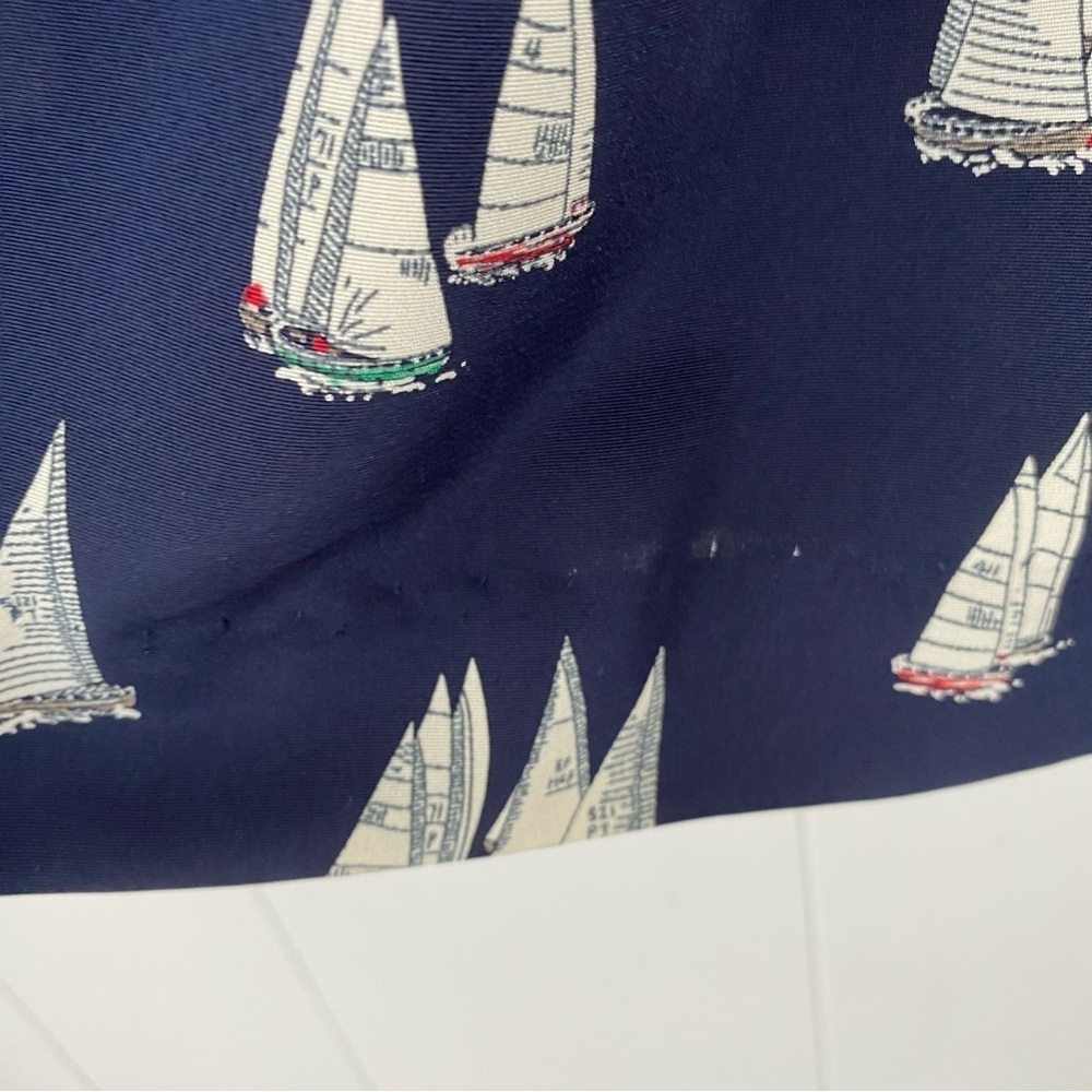 J.G. Hook Womens Midi Skirt 29” W Navy White Sailboat Pleated Nautical Pockets * - Picture 5 of 16